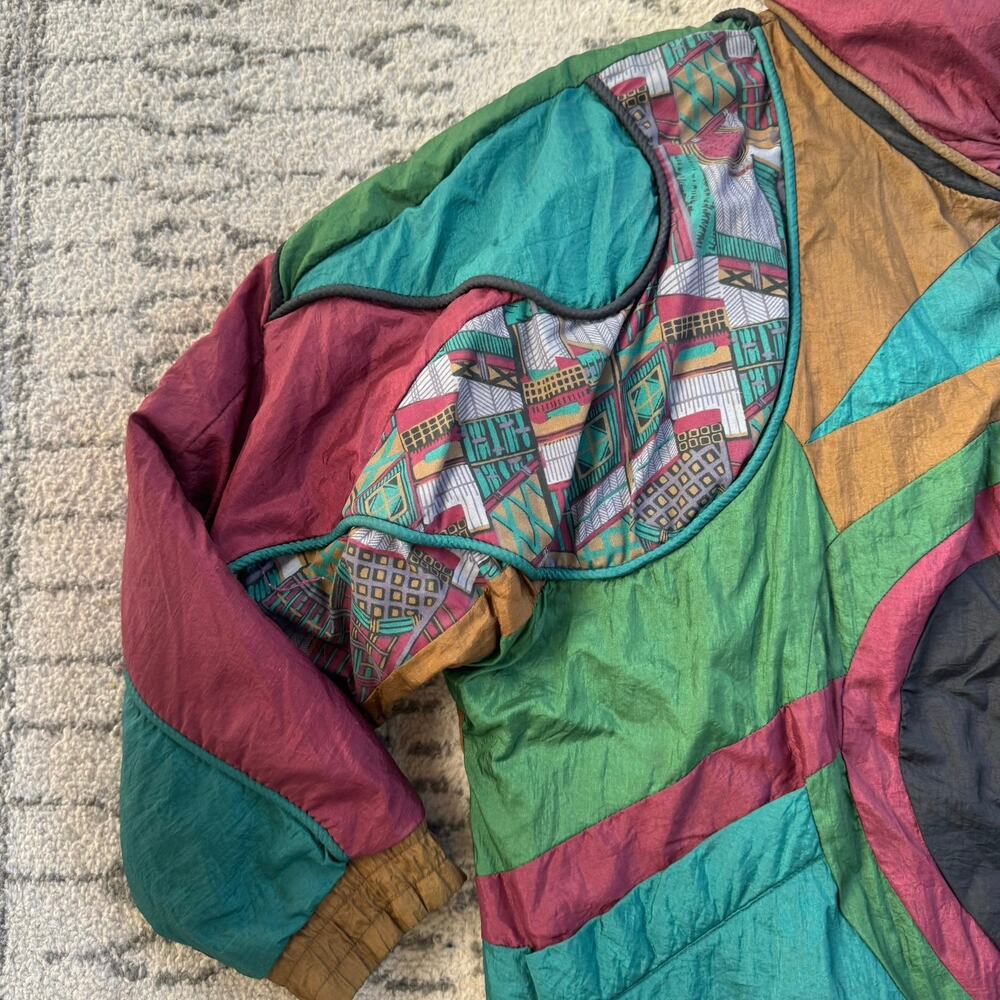 Vtg 1990s Braetan Geometric Patchwork Jacket Size… - image 4